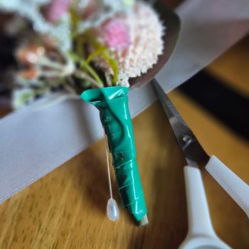 Close-up of elegant wedding floral arrangements
